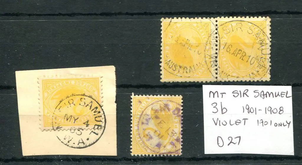 Mt Sir Samuel 3b Full strike on 2d piece dated MY ... Image 1++