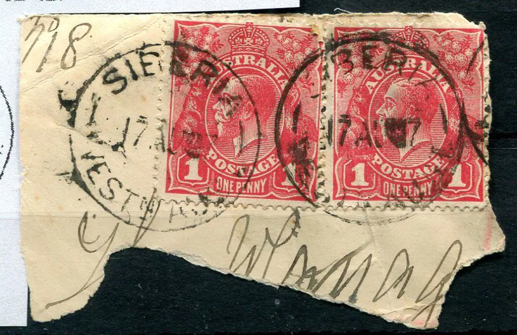 Siberia B28. 2 strikes on 2 x 1d red KGV on piece ... Image 1++