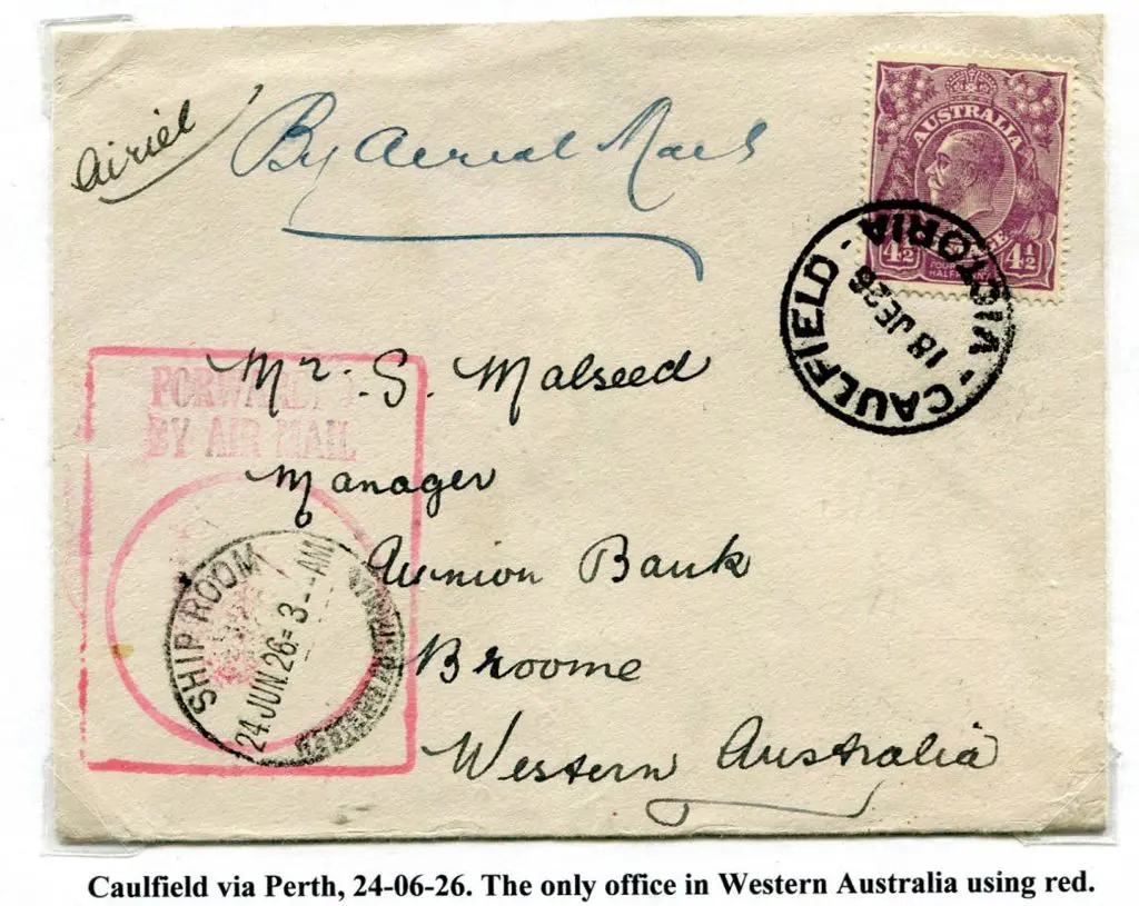1926 (12th June) Caulfield, Victoria via Perth & ... Image 1++