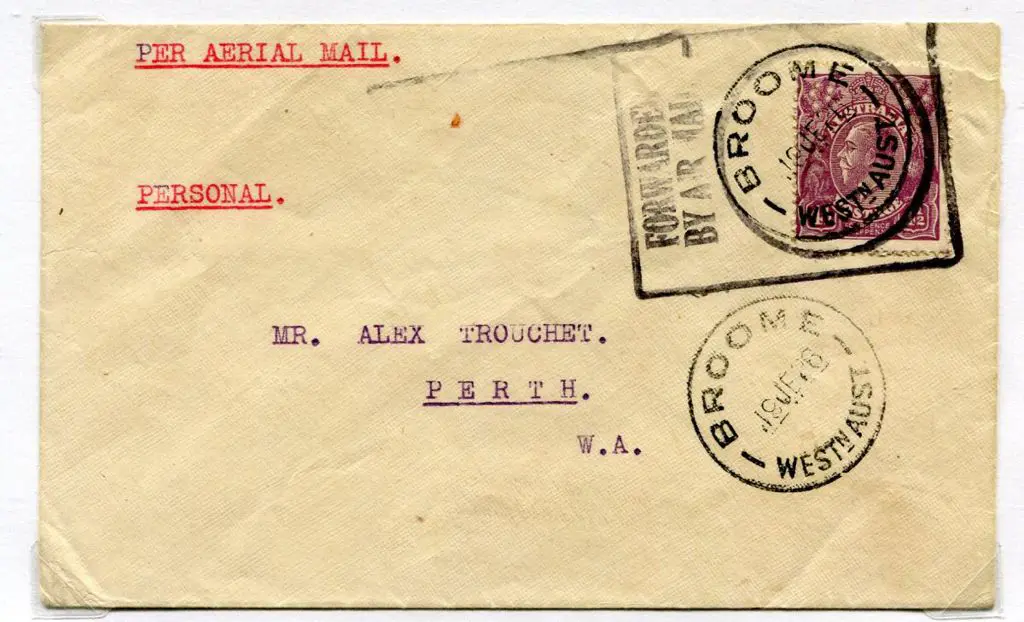 1926 (19th June) Broome to Perth env addressed to ... Image 1++