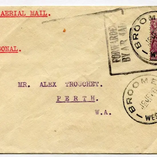 1926 (19th June) Broome to Perth env addressed to ...
