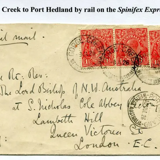 1926 (9th July) Gorge Creek via Port Hedland & ...