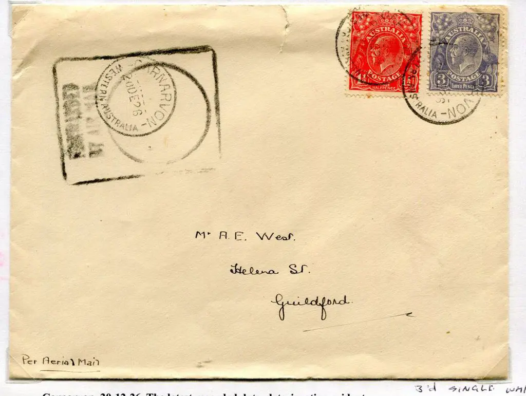 1926 (20th Dec) 1½d red KGV SMW, perf. 14 & 3d ... Image 1++