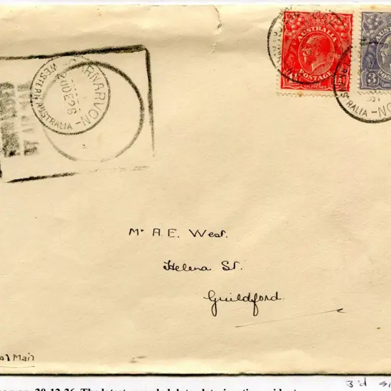 1926 (20th Dec) 1½d red KGV SMW, perf. 14 & 3d ...