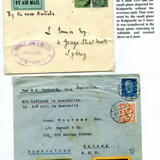 1929 (8th May) England to Australia env with GB ½d ...