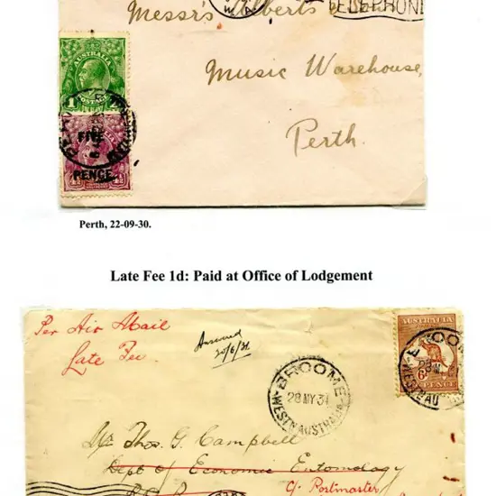 1930 (22nd Sept) 1930 small env addressed to Perth ...