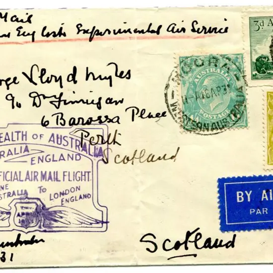 1931 (16th April) Australia-England flight covers ...