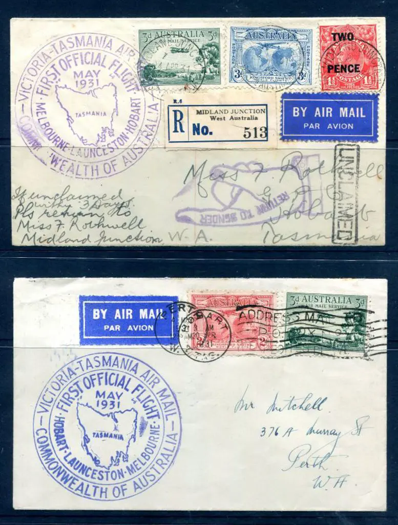 1931 (24th Apr) Melbourne to Hobart with 2d ... Image 1++