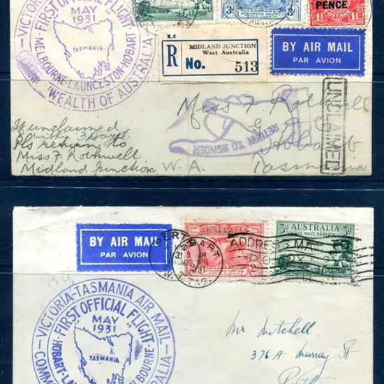 1931 (24th Apr) Melbourne to Hobart with 2d ...