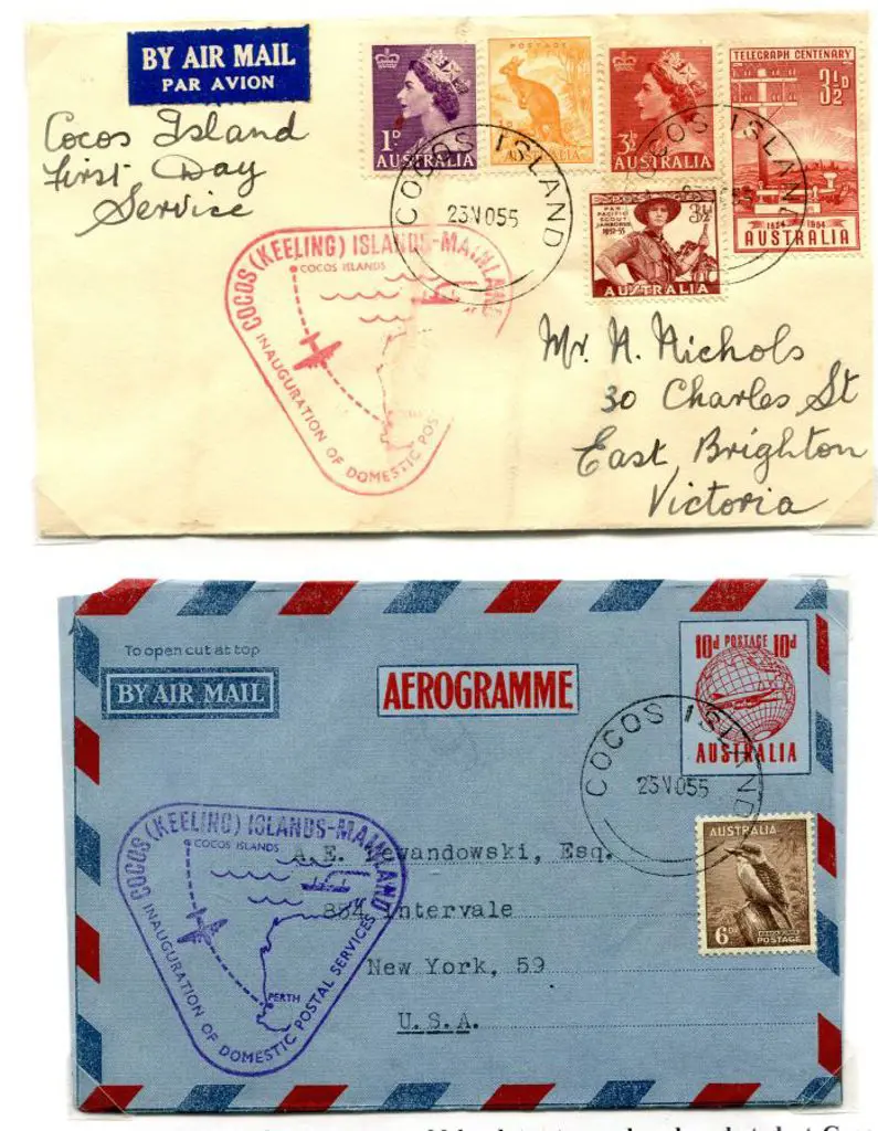 1935 (23rd Nov) Cocos Islands x 3 Airmail covers ... Image 1++