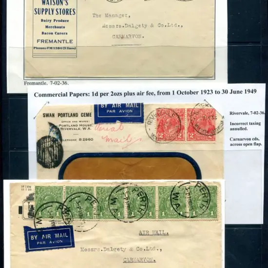 1936 (7th Feb) Fremantle to Carnarvon attractive ...