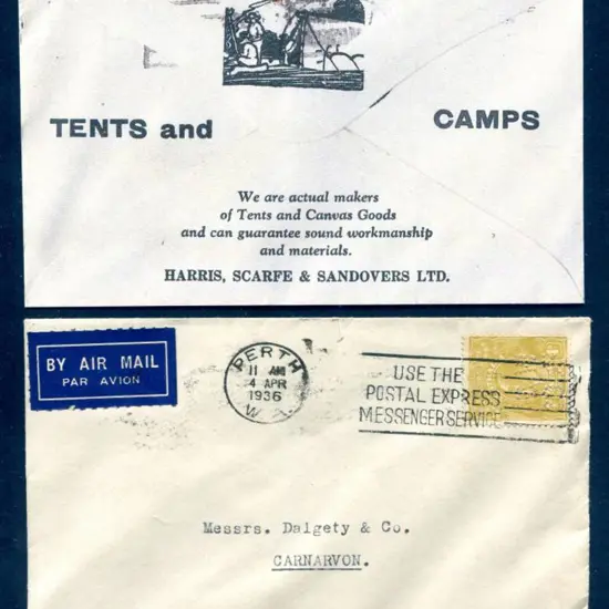 1936 (4th Apr) Perth to Carnarvon cover with 4d ...