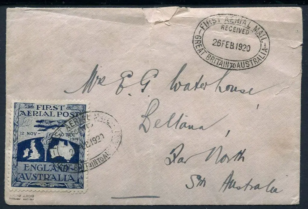 1919 (12th Nov) England to Australia flight cover ... Image 1++