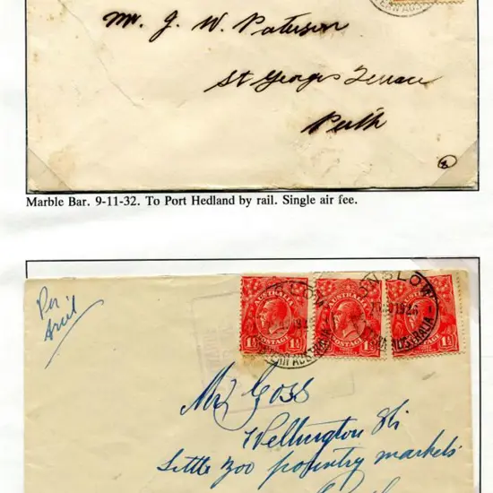 1932 (9th Nov) Perth addressed env with 5d KGV ...