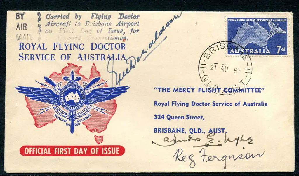 1957 (21st Aug) 7d Flying Doctor on Official FDC ... Image 1++