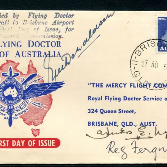 1957 (21st Aug) 7d Flying Doctor on Official FDC ...