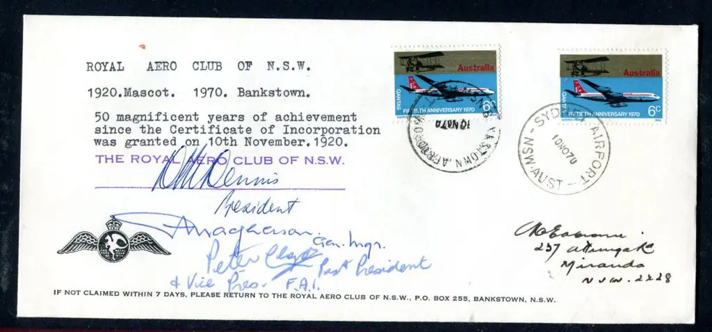 1970 (10th Nov) 50th Anniv Royal Aero Club of NSW ... Image 1++