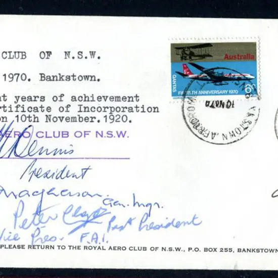 1970 (10th Nov) 50th Anniv Royal Aero Club of NSW ...