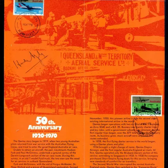 1970 (16th Nov) Qantas 50th Anniv Pres Pack insert ...