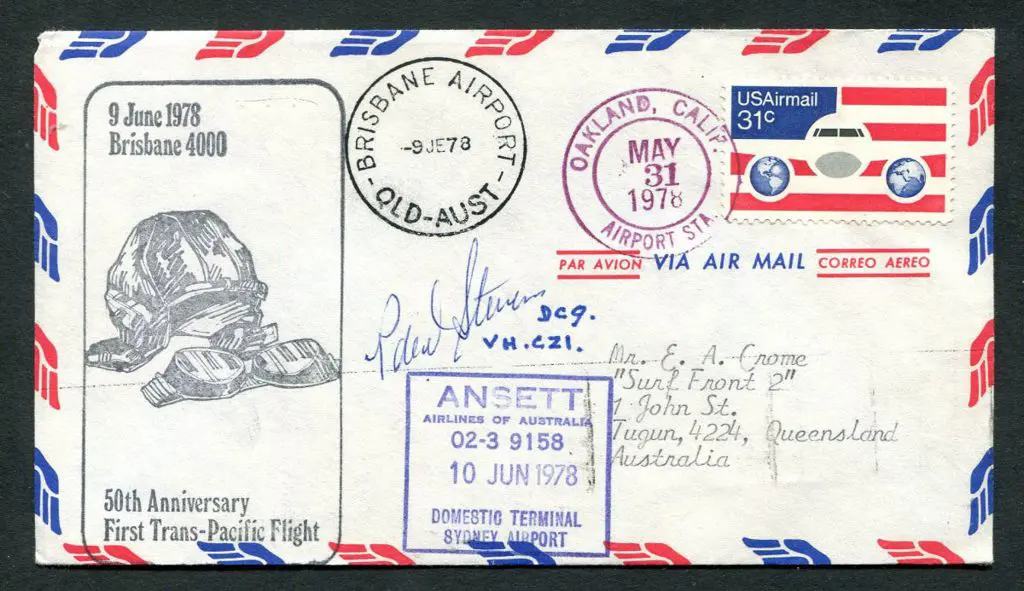 1978 (31st May) USA to Aust by Charles A. ... Image 1++