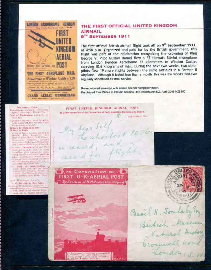 Great Britain 1911 (9th Sept)" First UK Aerial ... Image 1++