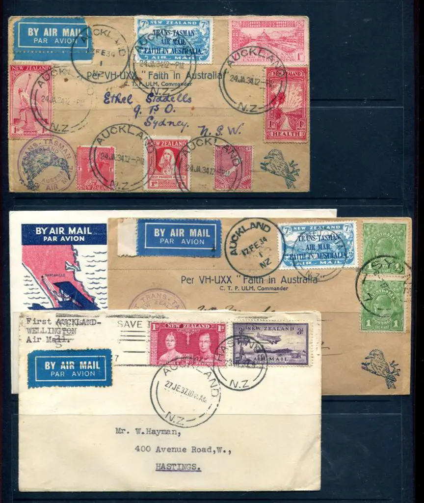 New Zealand 1934 Trans-Tasman covers with the ... Image 1++