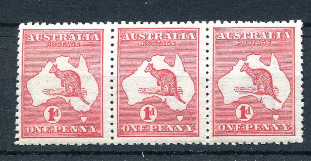 1d red Die II horiz strip of 3 (L31-L33) with L33 ... Image 1++