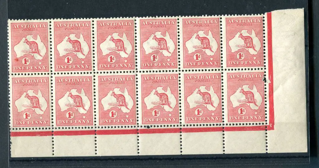 1d red plate G in Die IIA block of 12 with ... Image 1++