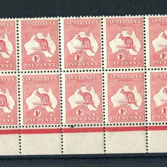 1d red plate G in Die IIA block of 12 with ...