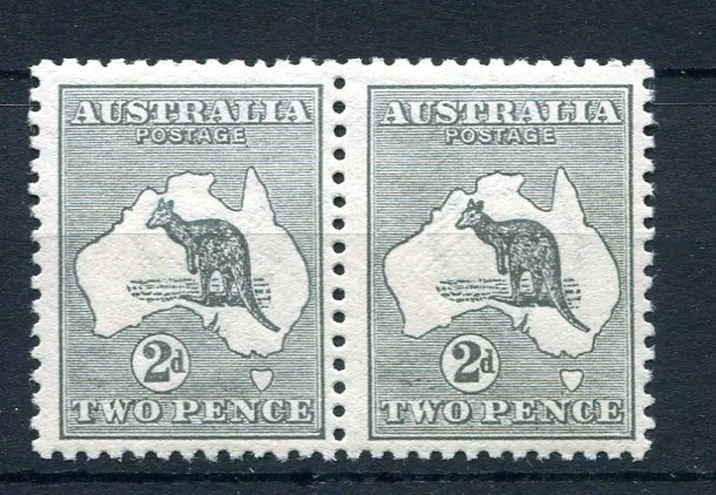 2d deep grey horiz pair with inverted wmk. MUH ... Image 1++
