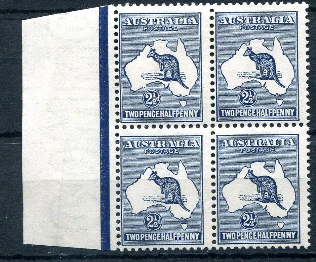 2½d indigo in left selvedge block of 4. Top pair ... Image 1++