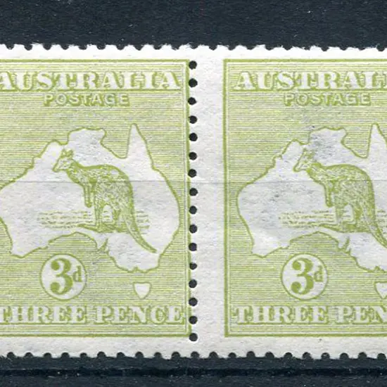3d olive Die I pair with inverted wmk. MVLH, ...
