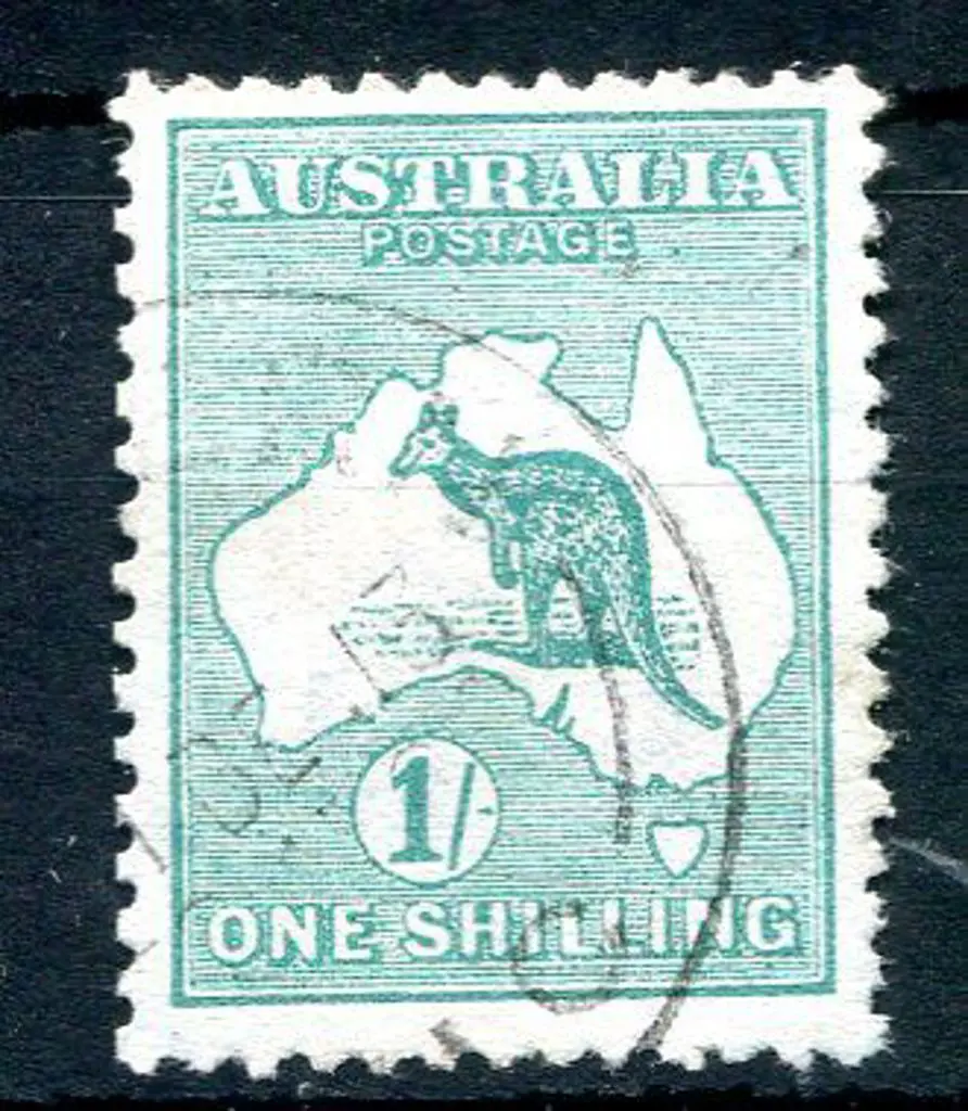1/- blue-green with inverted wmk. Fine postally ... Image 1++