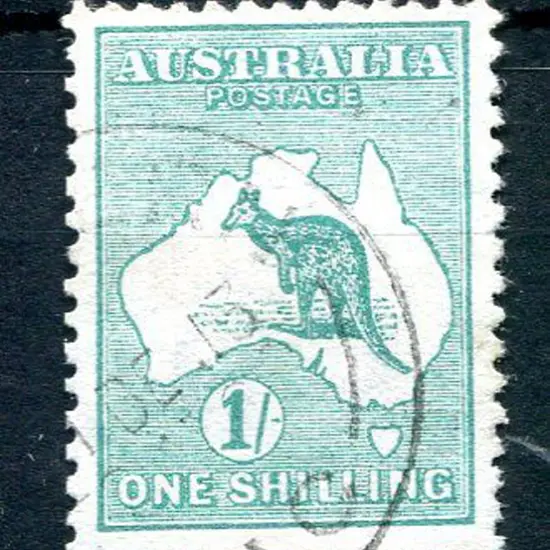 1/- blue-green with inverted wmk. Fine postally ...