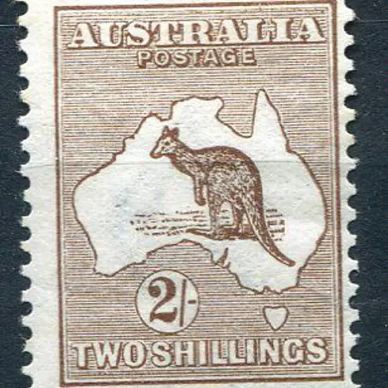 2/- brown. Fine MLH, centred right. ACSC 35A, Cat. ...
