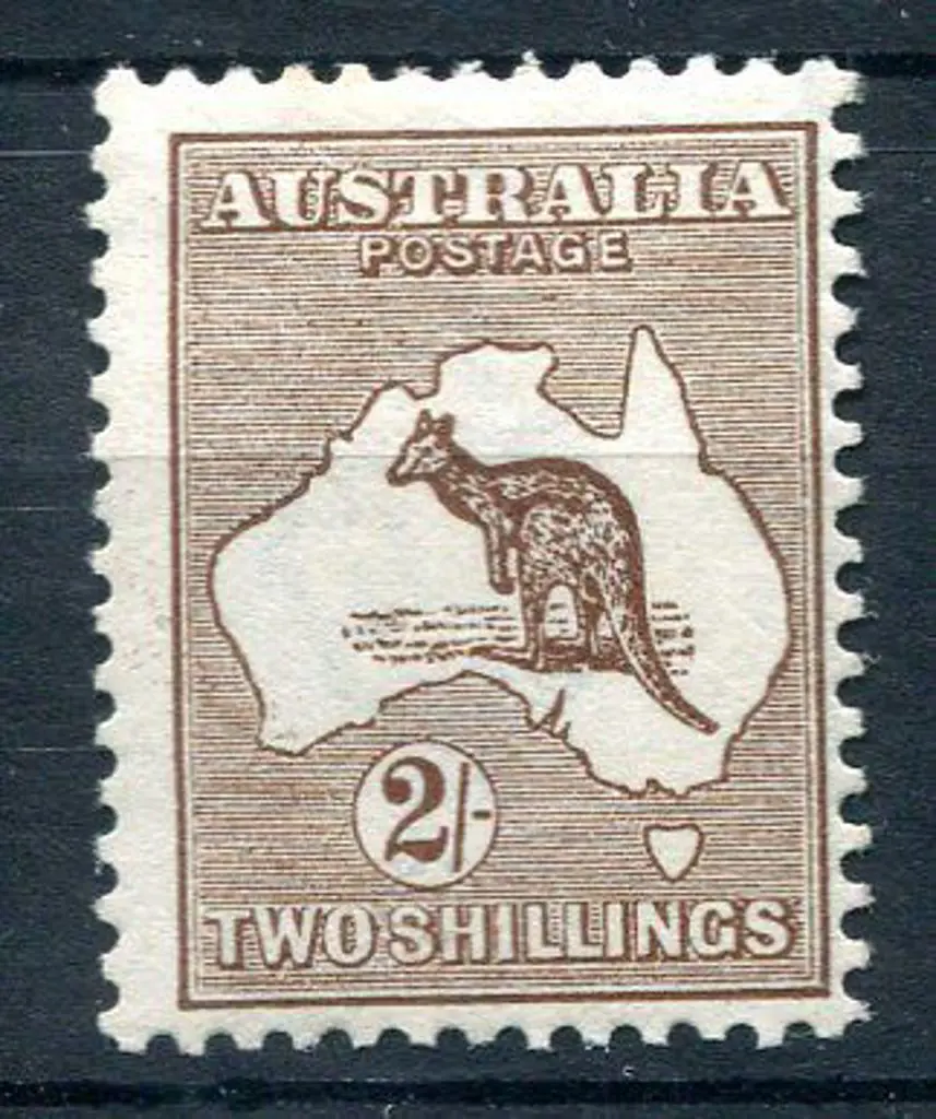 2/- brown. MLH, centred right. ACSC 35, Cat. $650 Image 1++