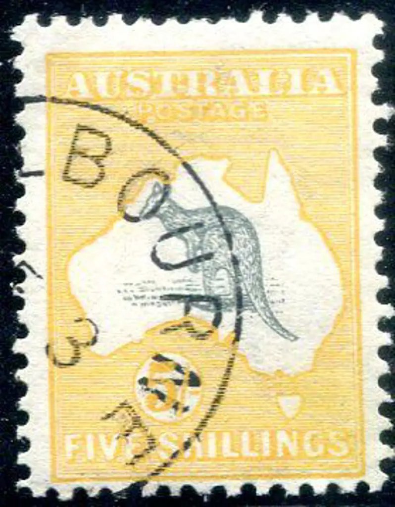 5/- grey & yellow CTO with part DE 3 1913 cds. ... Image 1++