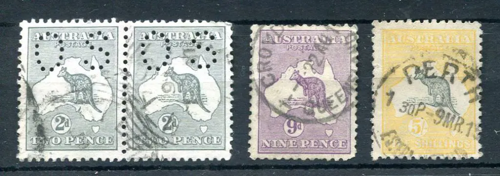 2d grey pair perfined "OS" used (ACSC 7ba, Cat. ... Image 1++