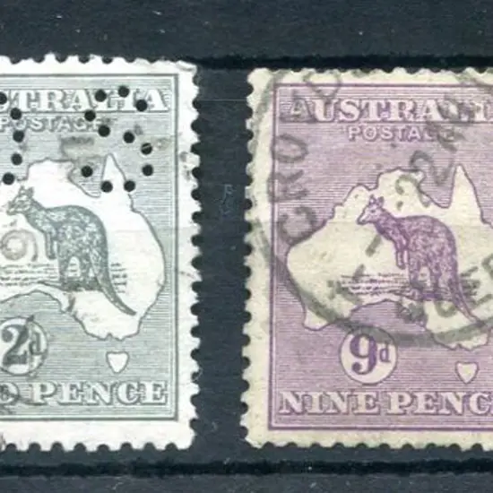 2d grey pair perfined "OS" used (ACSC 7ba, Cat. ...