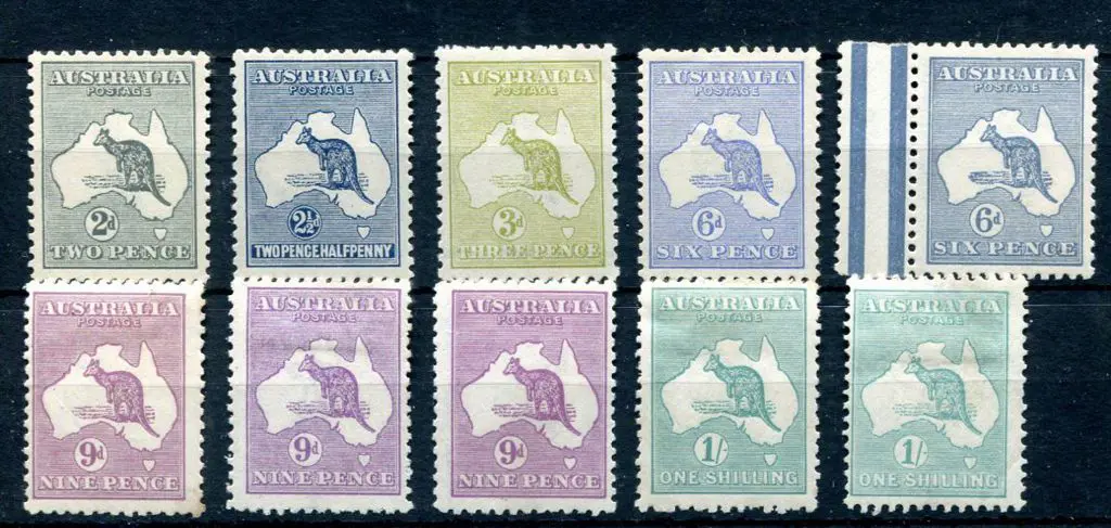 2d to 1/- incl shades of 6d blue x 2, 9d x 3 & 1/- ... Image 1++