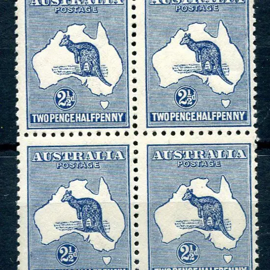 2½d blue block of 4 from the bottom of the plate - ...
