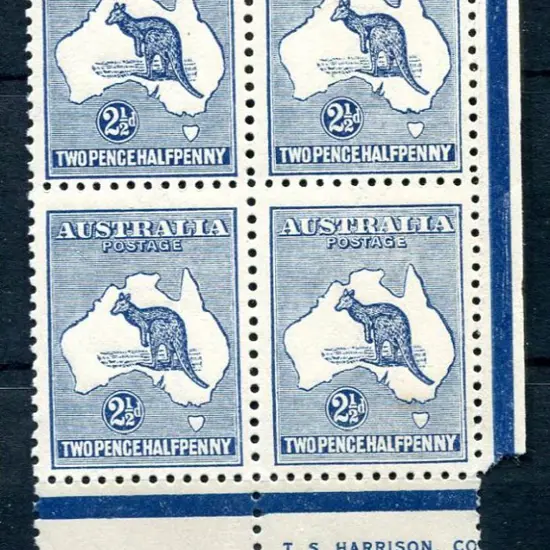 2½d deep blue in left pane part Harrison imprint ...