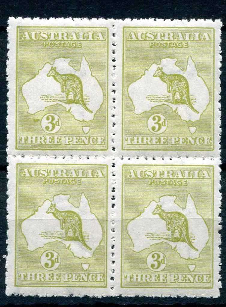 3d olive, Die IIB block of 4 with a substantial ... Image 1++