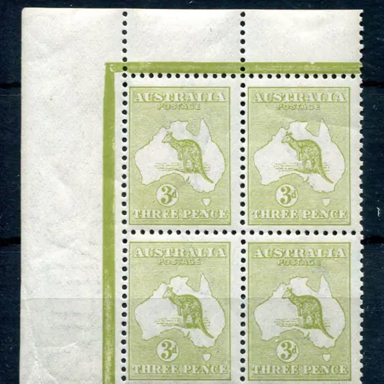 3d pale olive-green, Die I upper left pane top ...