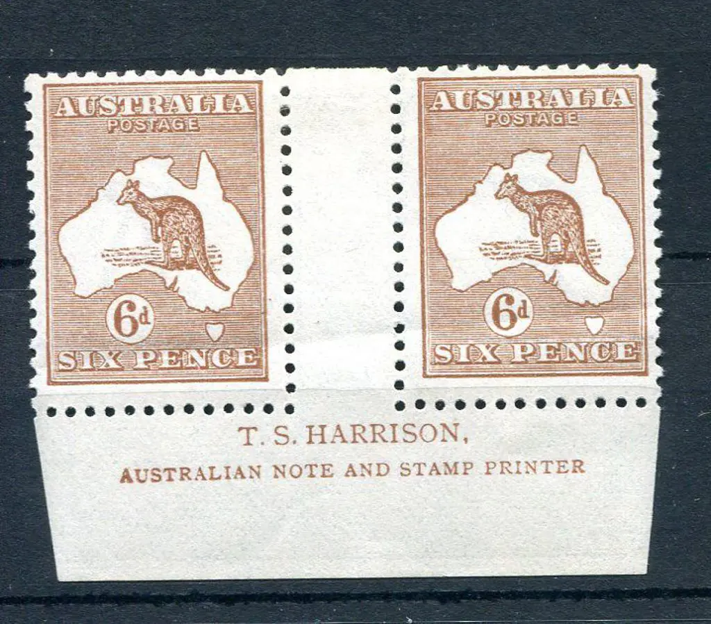 6d chestnut Harrison imprint pair. MLH with horiz ... Image 1++