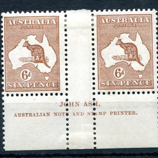 6d chestnut Ash imprint pair with "N over N". Fine ...