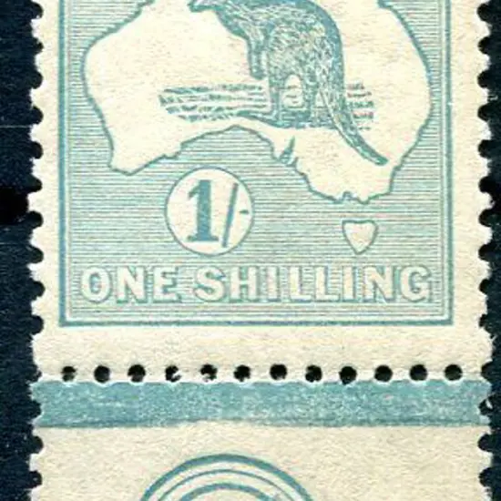 1/- blue-green Die II with CA monogram single. MLH ...