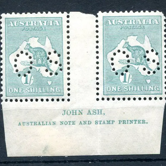 1/- blue-green, Die IIB, Plate 4 John Ash imprint ...