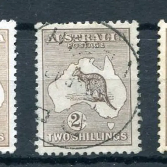 2/- brown, 2/- pale brown, 2/- dull brown, 2/- ...