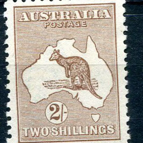 2/- brown. MLH & well centred. ACSC 37A, Cat. $450